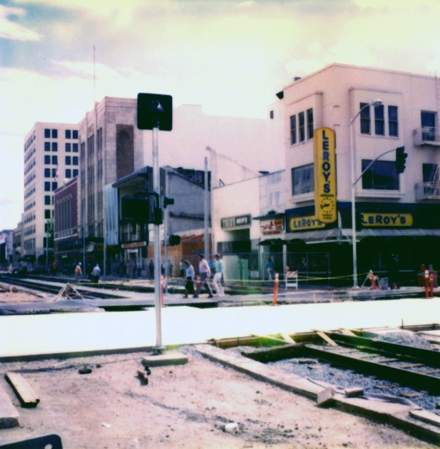 K Street during light-rail construction, 1985