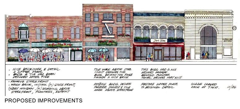 Proposed improvements drawing for K Street storefronts