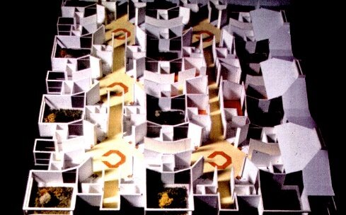 Model of a patient room cluster organized around gardens