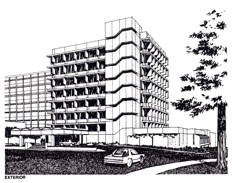 Exterior drawing of the medical center tower