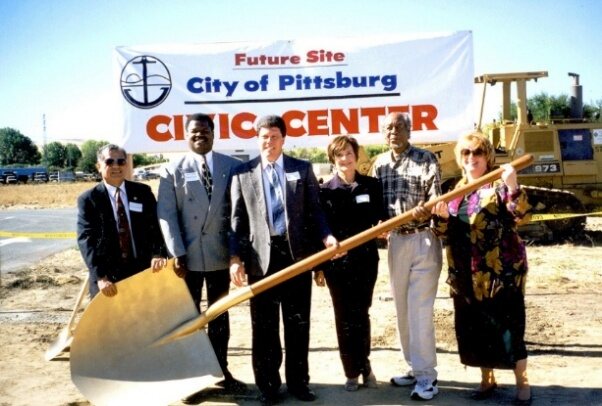 Groundbreaking ceremony at the future Civic Center site
