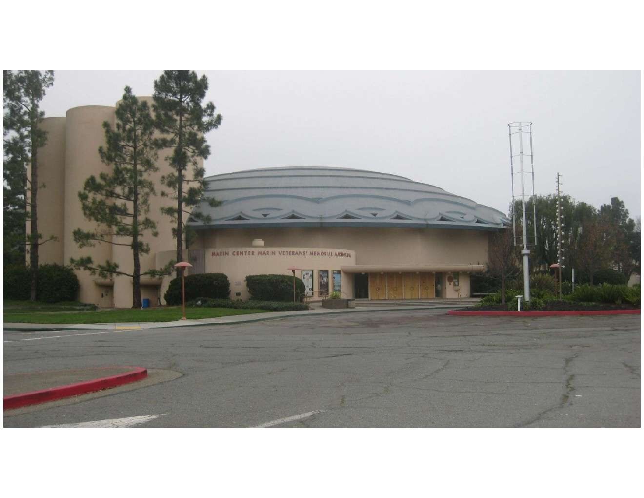 The Marin Veterans' Memorial Auditorium with its sign